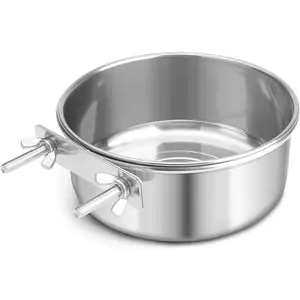 Bird Cage Feeder, Bird Feeder for Cage, 30oz Stainless Steel Food Water Bowl with Clamp, Clip-On Cage Coop Cup for Parrot Hamster Rabbit Rat Small Animals