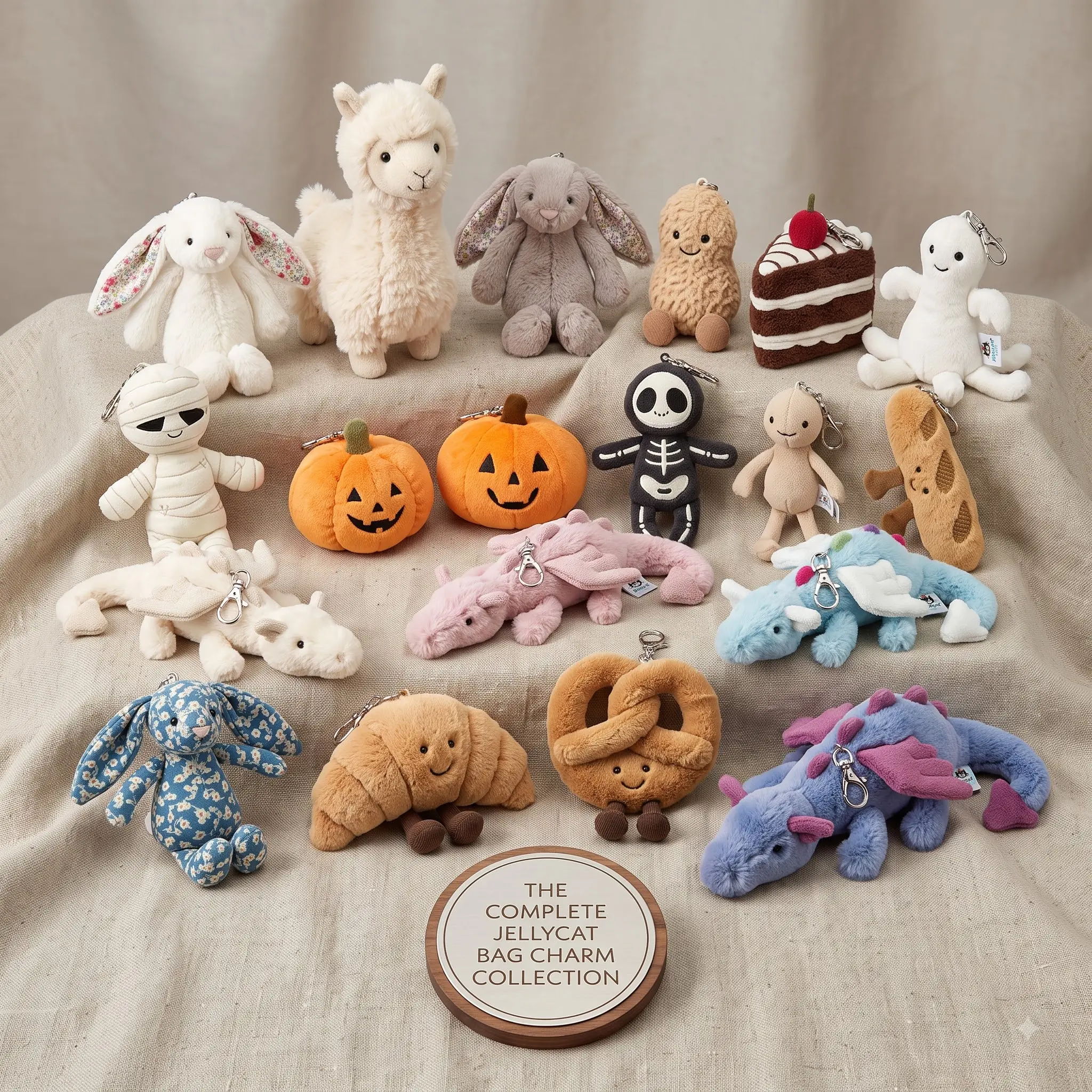 Jellycat Plush Keychain, Mini Stuffed Animal Bag Charm, Cute Collectible Pendant, Adorable Plush Keyring Accessory, Fun Bag Decoration, Gift for Kids, Teens and Plush Toy Fans