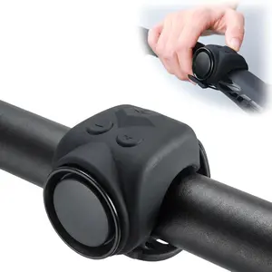 120dB Loud Bike Horn Electric Ebike Bell, Small Battery Operated Universal Mount Horns for Motorcycle Scooter Bicycle, Waterproof, USB C Rechargeable, 4 Funny Sounds & 5 Volume Settings