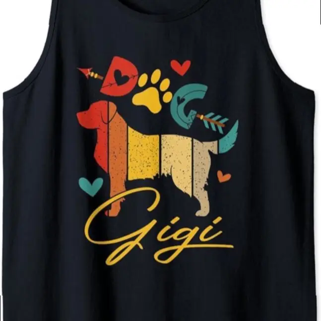Vintage Retro Dog Gigi Costume Dog Cute Shape Lover Owner Tank Top