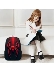 1pc 43.18 cm Digital Print Lightweight Black Backpack -Adjustable Shoulder Strap, Unisex School Bag, Casual Travel and Commuter Bag, Zipper Closure, Sports Gear Bag |Minimalist Design |Lightweight Backpacks, Travel Backpacks, for Teenager