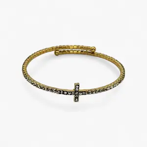 Gold Cross Memory Wire Bracelet