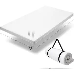 Ventilated 2-Inch Memory Foam Toddler Mattress Topper with Organic Cotton Cover, CertiPUR-US, Waterproof Washable Cover, Soft Padding Nonslip Bottom, 52x27.5x2 for Toddler Bed