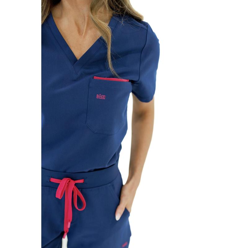 Women V-Neck Scrub Top (Navy)