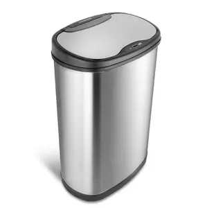 Nine Stars Automatic 13 Gallon Stainless Steel Kitchen Trash Can, Motion Sensor Hands Free Garbage Bin with Soft Close Lid, Fingerprint Resistant Design and Modern Wastebasket for Kitchen and Office Spaces