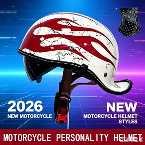 2026 Motorcycle Helmet, All-Season Retro Stylized Helmet, Unisex American Cruiser Riding Half Helmet, Safety Gear for Men and Women