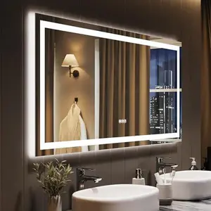 55x26 LED Bathroom Mirror with Lights,Dimmable,Anti-Fog,Backlit + Front Lit,Lighted Bathroom Vanity Mirror for Wall,Memory Function,Shatter-Proof (Horizontal/Vertical)