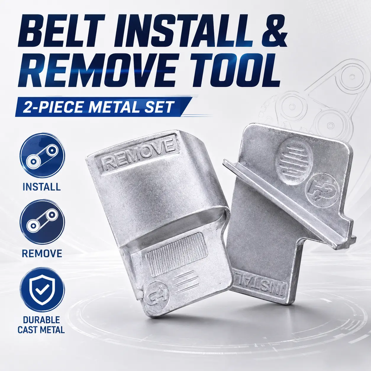 2PCS Stretch Fit Belt Install & Remove Tool Kit, Stretch Serpentine Elastic Drive Belt Installation Removal Guide Tools for No Tensioner Automotive Stretch Belt Maintenance