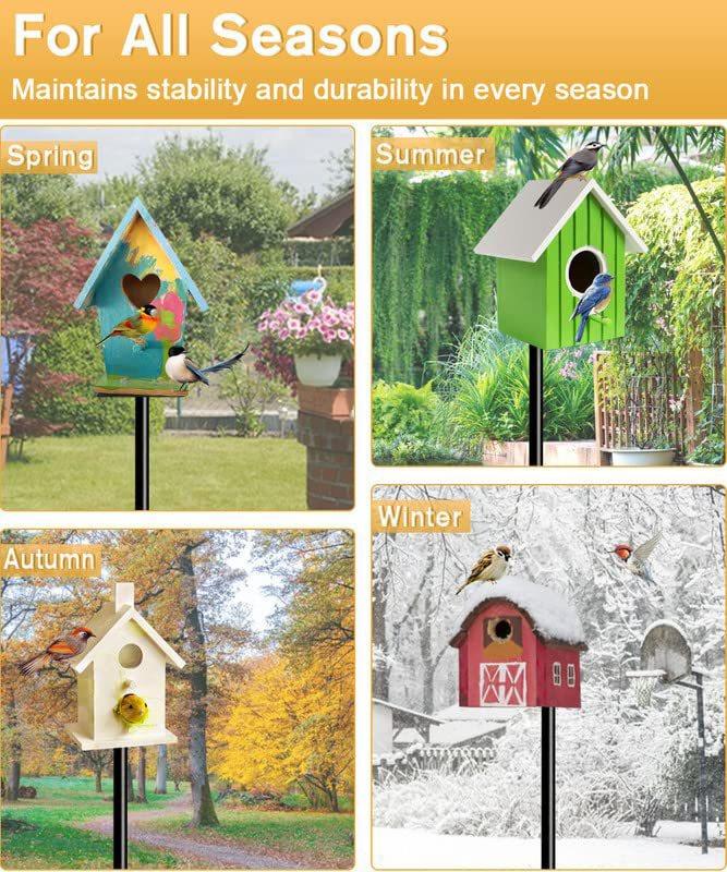 Outdoor 2-Piece Set: 80-Inch Adjustable Bird Feeder Stands — Self-Decorating; Suitable for Feeders, Birdhouses, and Weather Stations. Heavy-Duty, Rust-Resistant Design to Enhance Your Outdoor Landscape and Elevate Your Birdwatching Experience.