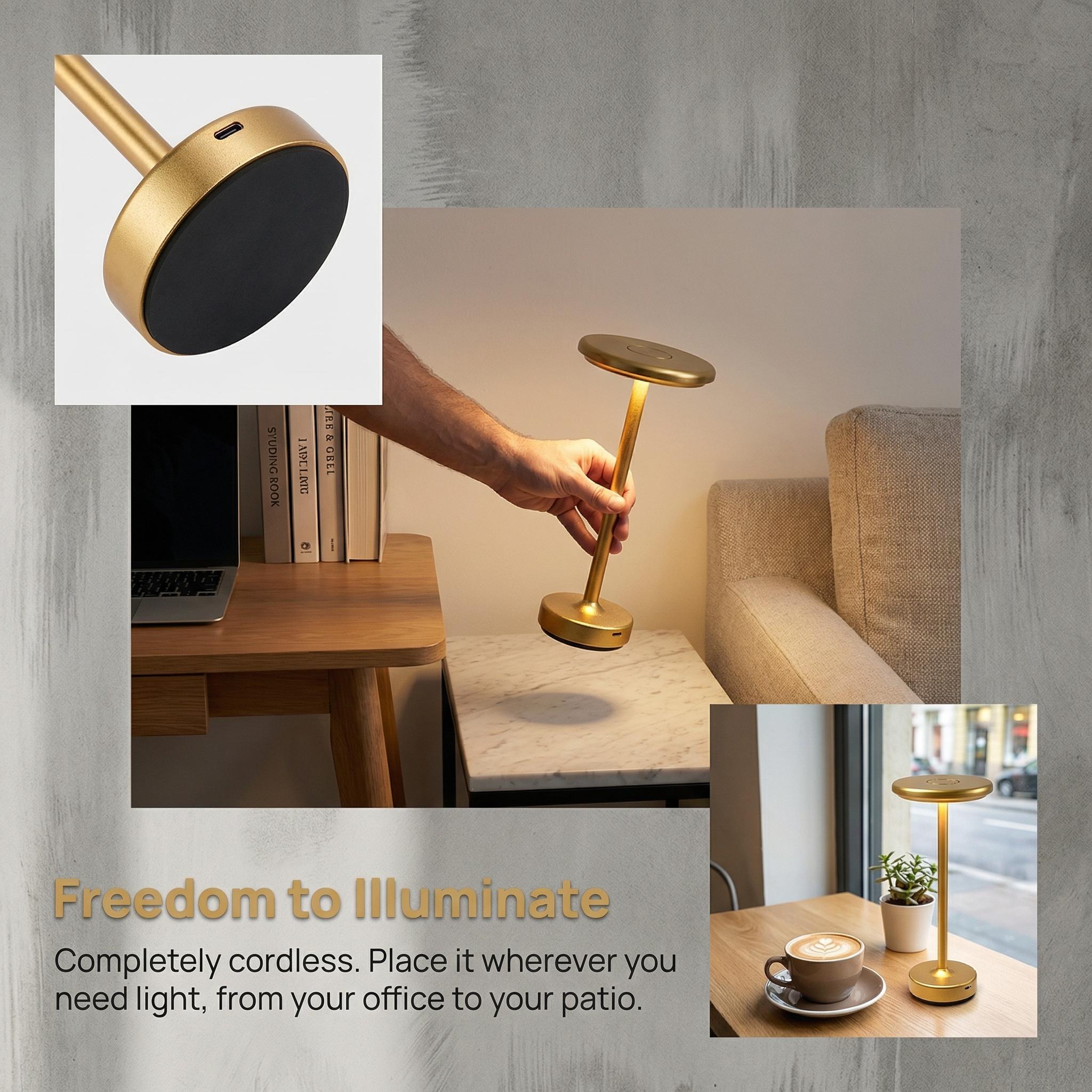 Modern Metal Table Lamp, Touch Control Ambient Bedside Light, Minimalist Desk Lamp for Bedroom Living Room Office Home Decor