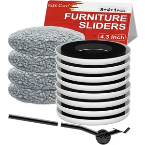 New Furniture, Multi-Surface Furniture Movers, Round Moving Pads with 8PCS 4.3" Carpet+4PCS Hard Socks+1 Lifter, Protect and Move Furniture