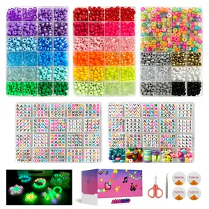 Pony Beads for Bracelet Making Kit with Letter Beads for Friendship Bracelets String Sets,5 Boxes Rave Kandi Beads Bulk for Keychain Crafts and Jewelry Making Supplies