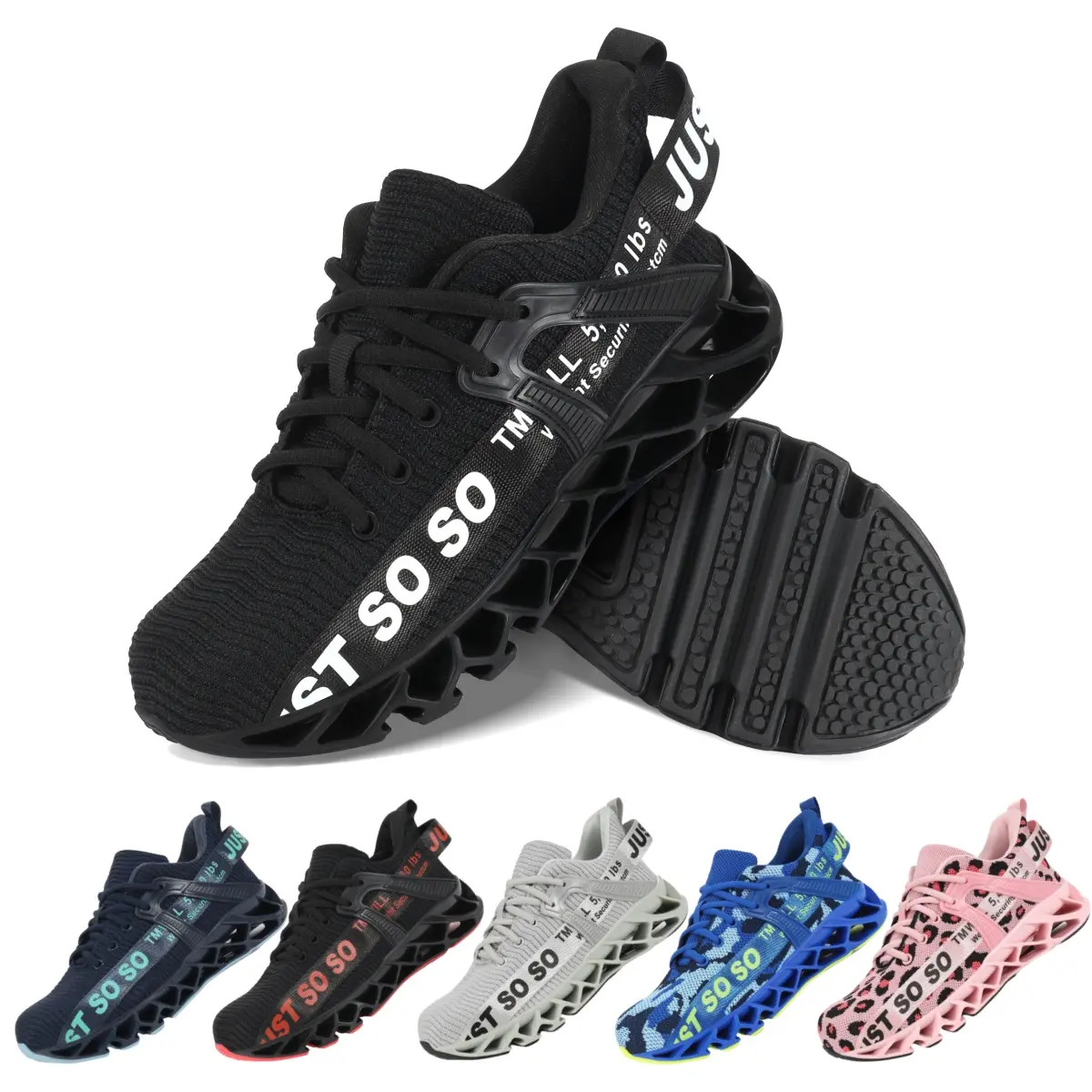 Men's Steel Toe Athletic Running Shoes, Stylish Blade Design Work Sneakers with Breathable Mesh, Lightweight & Puncture-Resistant for Walking, Portable Shoelace Design