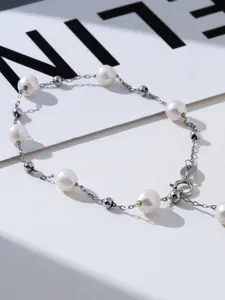 Freshwater Pearl Beaded Bracelet 4-5mm; S925 Silver Color Tk13397, Elegant Jewelry Accessory for Women & Girls, Perfect Gift Idea