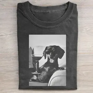 Comfort Colors Funny Dachshund T-shirt, Vintage 90s Edgy Dog Meme Tee, Unisex Fit Design, Casual Streetwear, Gift for Dog Lovers,Washed denim T-shirt