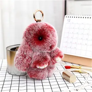 Cute Bunny Keychain Fluffy Rabbit Pendant Faux Fur Bag Charm Couple Keyring Accessories