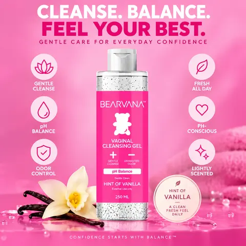 BEARVANA pH Balance Feminine Wash | Daily Gentle Cleanser | Hint of Vanilla | Fresh & Clean Feeling | 250mL