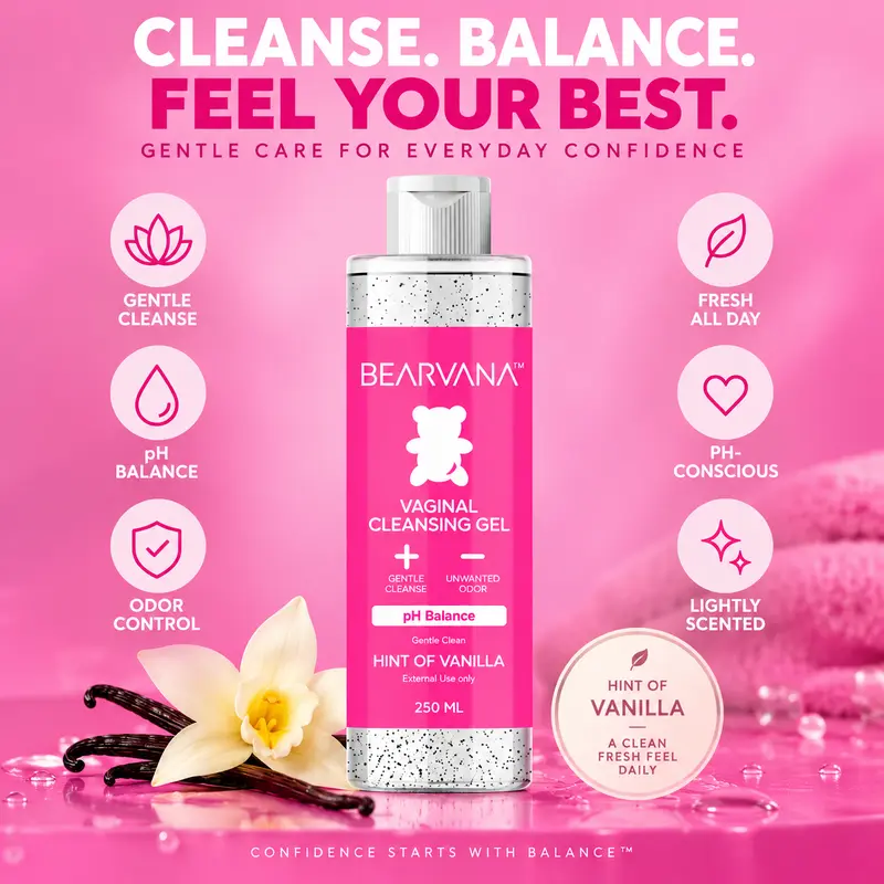 BEARVANA pH Balance Feminine Wash | Daily Gentle Cleanser | Hint of Vanilla | Fresh & Clean Feeling | 250mL
