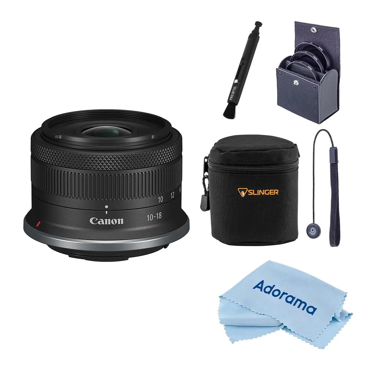 Canon RF-S 10-18mm f/4.5-6.3 IS STM Lens, Bundle with 49mm Digital Essentials Filter Kit, Lens Cap Tether, Pen Lens Cleaner and Cleaning Cloth
