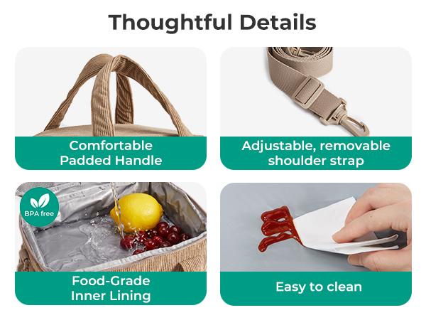 【NEW IN】BAGSMART Insulated 14L Lunch Bag for Women, Double Deck Leakproof Cooler Bag with Corduroy Texture for Office Work & Outdoor Picnic summerwins tiktokshopsummersale tiktokshopbacktoschool