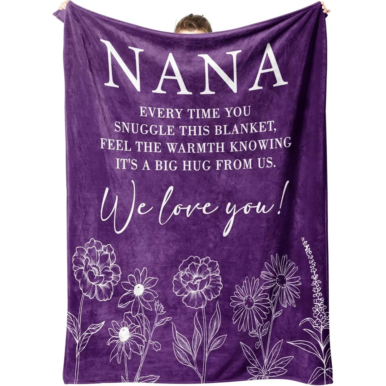 Nana's Modern Polyester Flannel Throw Blanket - Single-Sided Print, Lightweight, Soft, Breathable, Machine Washable, General Use for Adults - Ideal for Bedroom, Sofa, Gifting (Birthday, Valentine's Day, Holiday), Naps