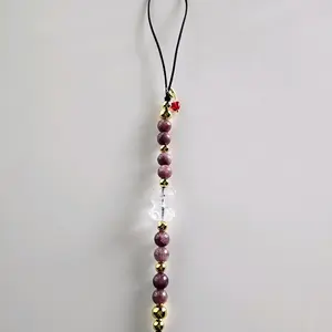 Bohemian Trinkets Stoney Bear Bag Charm Crystal Bear Lepidolite Beads Colorful Beaded Keychain