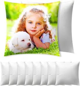 Sublimation Blanks Pillow Cases, Cushion Covers Blanks, Pillow Covers for Heat Transfer, DIY Custom Picture Pillow Covers with Invisible Zip (White)