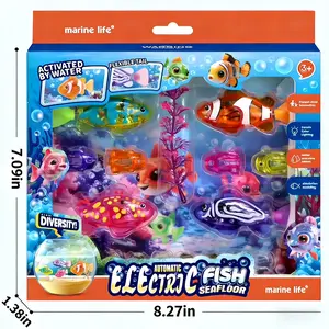Bath  Fish Toy, 4 Counts/set Interactive Robot   Fish Toys, Waterproof LED Light Electric Fish Toy, Slowing Down Sway in Water
