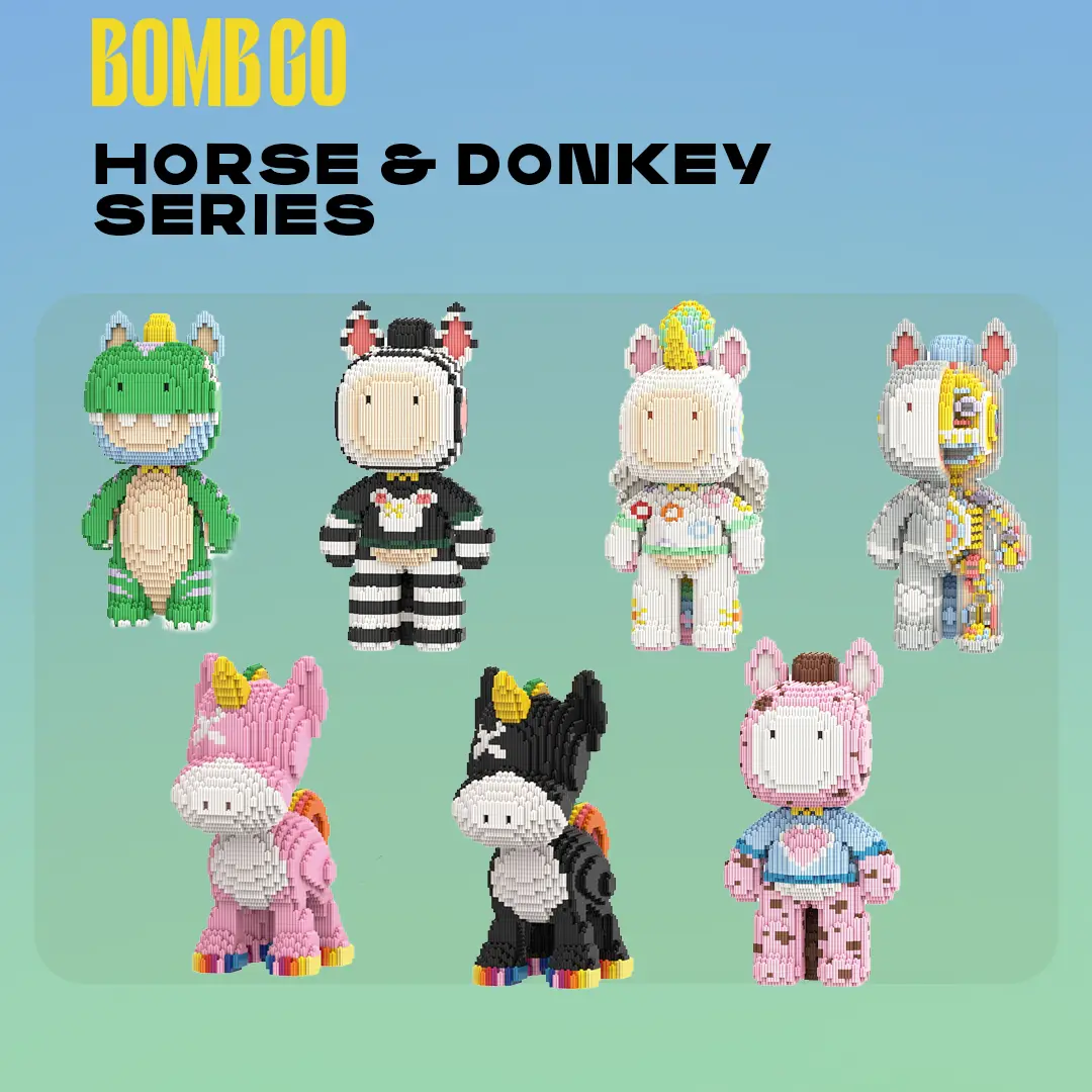 【BOMBGO Animation】 Donkey & Horse Collection Building Block, Creative ...