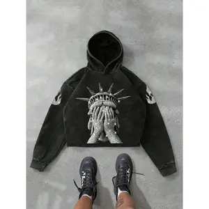 Men's Hooded Sweatshirt, Breathable Cotton Fabric, Street Style, Faith Pattern Print, Fitted Design, All Seasons Wear, Graphic Print Hoodie