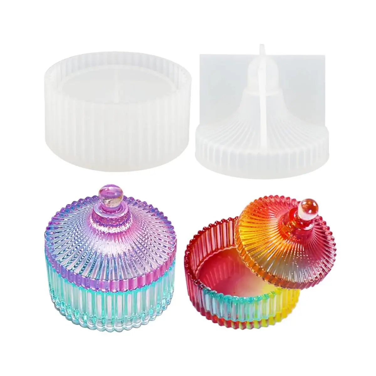 Silicone Candle Storage Box with Lid Mold, 1 Count DIY Jewelry Container Resin Mold, DIY Taper Shaped Jewelry Box Making Mold for Plaster, Drop Glue