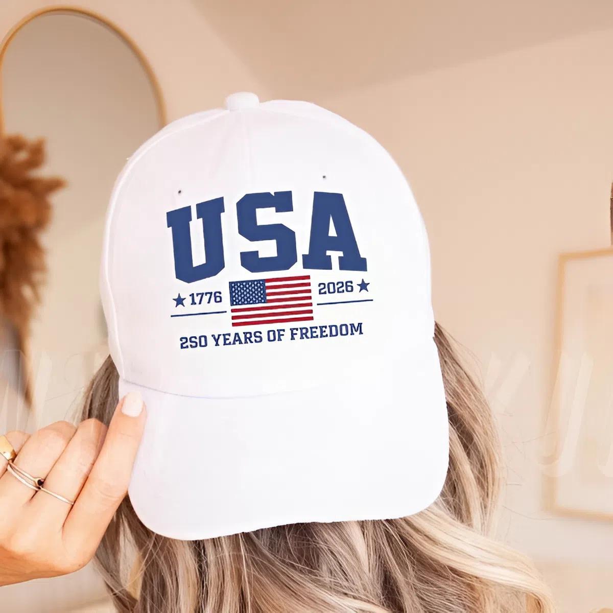 USA 250 Years of Freedom Hat, Patriotic 1776–2026 American Flag Classic Baseball Cap, Independence Day Outfit, USA Anniversary Cap, Fourth of July Gift by SlimFat