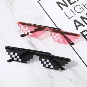 Party Sunglasses, 2 Pairs Mosaic Pixel Glasses, Party Costume Shades, Fun Photo Props, Party Event Props for Men Women Kids, Party Supplies
