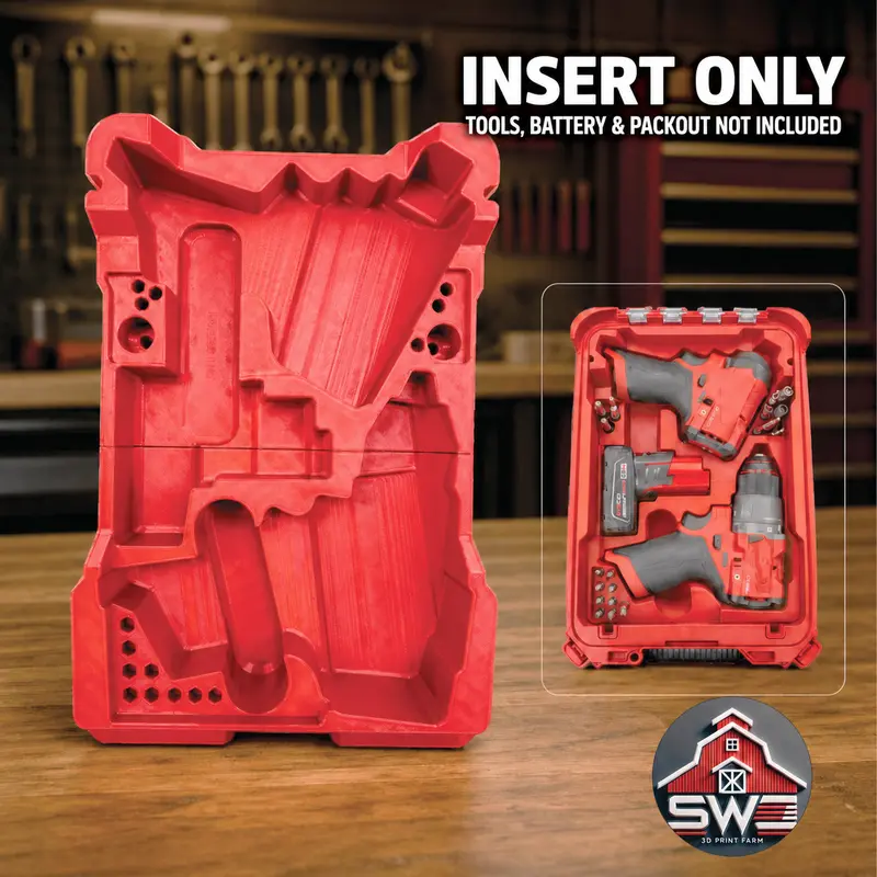 M12 FUEL Hammer Drill 3404-20 & Impact Driver 3453-20 Organizer Insert for Milwaukee Packout 48-22-8435 — INSERT ONLY
