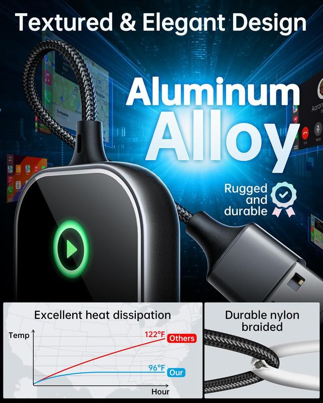 Carplay Adapter, Converts Wired to Wireless Carplay Dongle for Wireless Control Plug & Play Carplay Fit for Cars from 2015 & for Apple iPhone iOS 10+