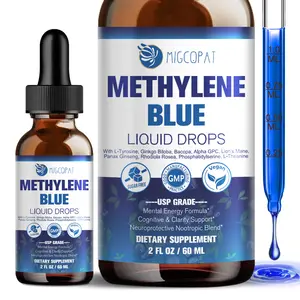 Methylene Blue 60ml– High Purity Blue Formula USP Grade 1% with Alpha GPC, Lion’s Mane & Bacopa – Cognitive Support Supplement for Memory, Focus & Brain Health,2 fl oz Glass& Dropper Bottle
