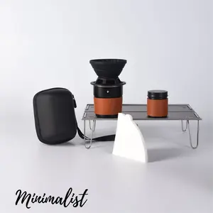 ONCAMP Pour-Over Coffee Maker Set – Compact Kit with Collapsible Dripper, Mug, Airtight Bean Container, and Filters for Outdoor Brewing Lightweight Premium Platinum