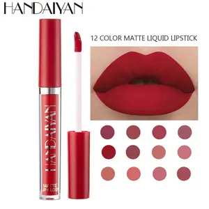 Handaiyan Matte Liquid Lipstick, 12 colors, Makeup, Matte liquid Long-Lasting Wear Non-Stick Cup Not Fade Waterproof Lip Gloss