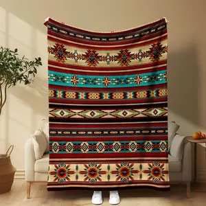 Navajo Style Throw Blanket, 1 Count Soft Comfortable Throw Blanket, Bedding Supplies For Home Office Travel Camping, Halloween Gift