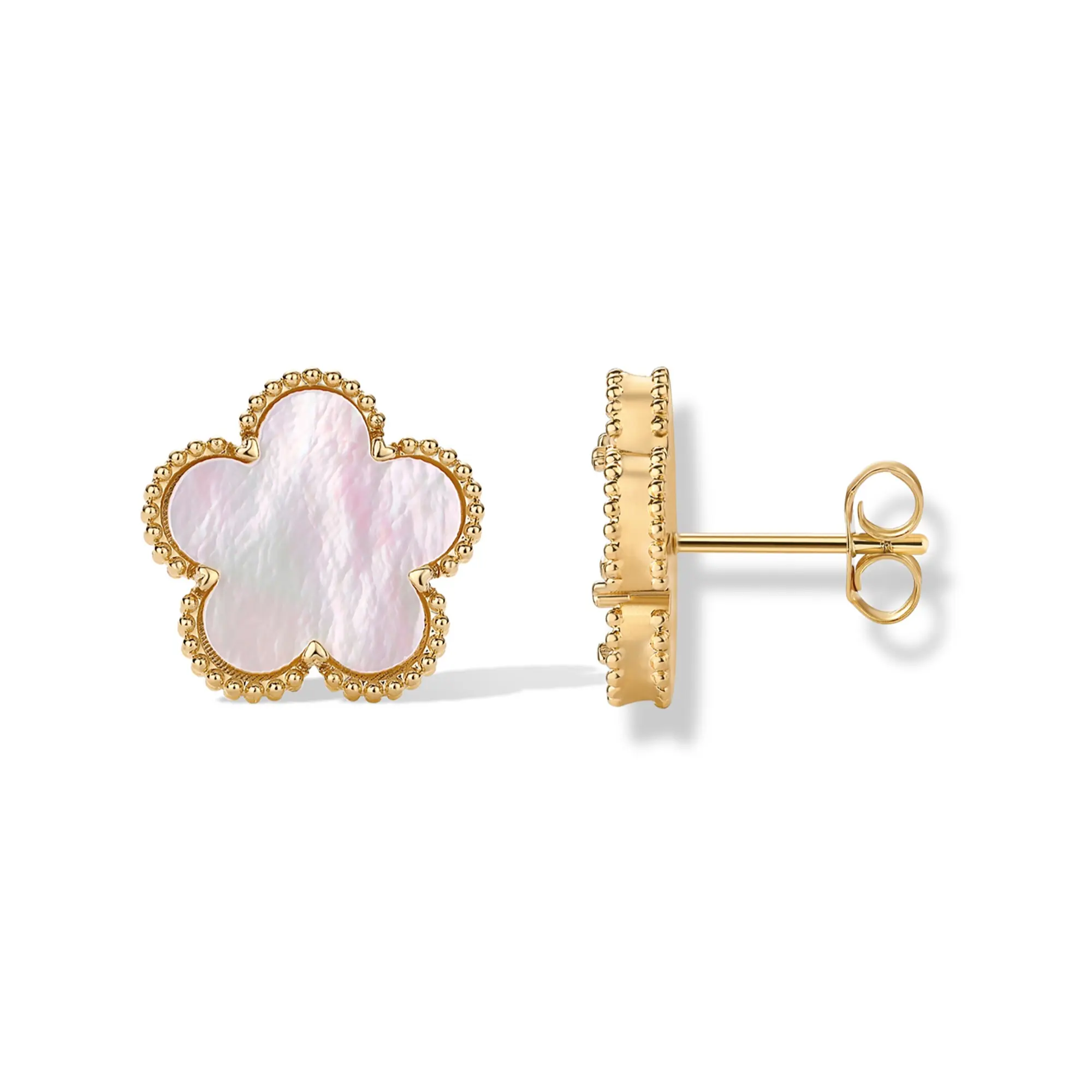 Stud Mother of Pearl  - Yellow Gold