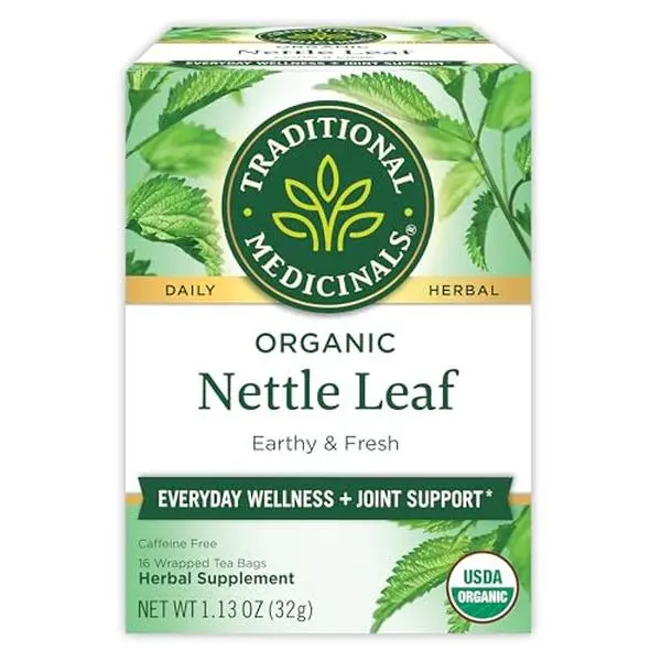 Traditional Medicinals Organic, Nettle Tea - Supports Joint Health & Overall Wellness with Stinging Nettle - Kosher, Non-GMO, Caffeine-Free, Compostable - 16 Tea Bags