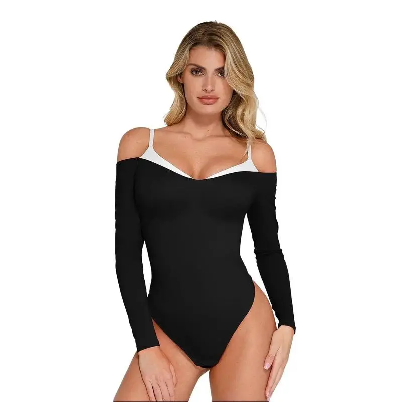 Popilush Long Sleeve Cold Shoulder Shapewear Bodysuit PSA Does not apply