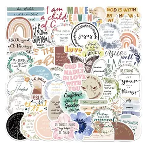 Bible Verse Decorative Stickers, 50pcs/set Inspirational Quotes & Sayings Sticker for Gift, Diy Creative Toys Stickers, Decorative Decal Accessories, Adhesive Stickers