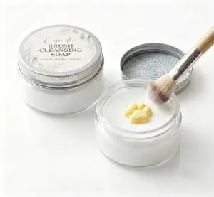 Makeup Brush Cleaner, Silicone Scrub Pad with Sponge Cleansing Soap,Suitable for Facial Cleansing Brushes, Beauty Sponges, and Mini Puffs Portable Travel Cleaning Tool