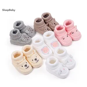 Knitted Baby Booties with Ears Soft Infant Boots Comfortable Winter Shoes for Boys and Girls