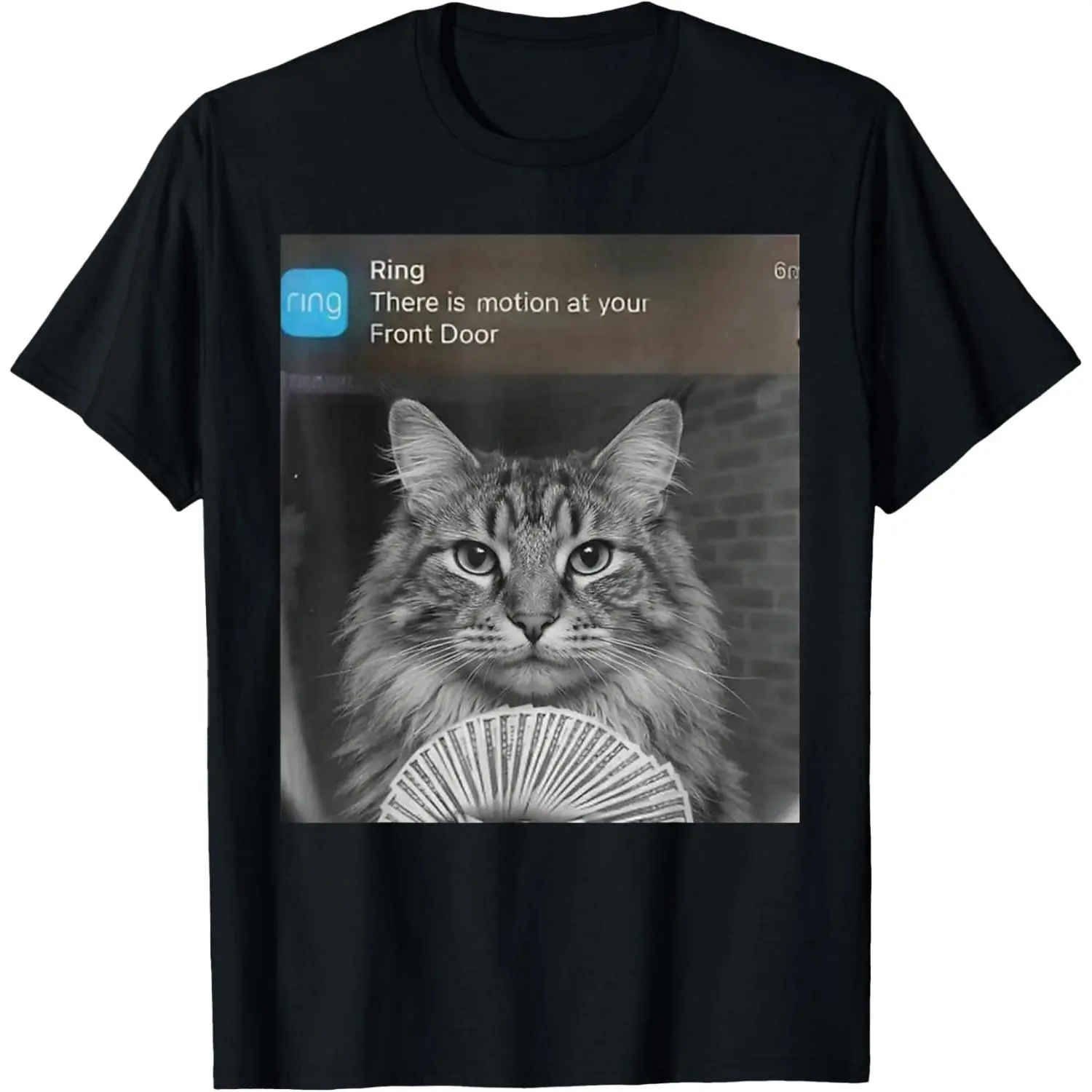 Funny Cat Security Camera Motion Detected Meme with Cash T-Shirt