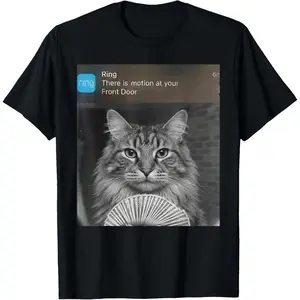 Funny Cat Security Camera Motion Detected Meme with Cash T-Shirt