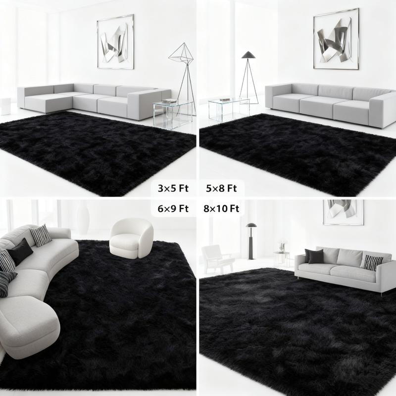 1pc Extra Large 8x10 Feet Plush Shag Mat - Ultra Soft Thick Pile Luxury Mat, Machine Washable Non-Slip Mat for Living Room, Bedroom, Home Decor - Ideal Gift for Housewarming, Wedding, Father'S Day, Mother'S Day - Modern Floor Mat in Neutral Tones