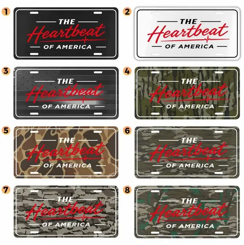 [Patriotic Americana Style] The Heartbeat of America Aluminum License Plate, 6x12 USA Patriotic Metal Car Tag, Decorative Vanity Front Plate, Novelty Auto Accessory, American Gift