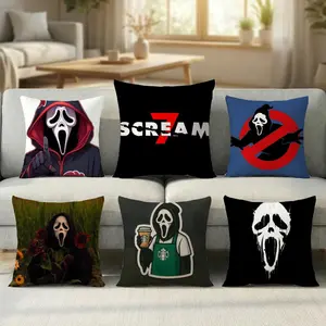 Scream movie horror suspense thrilling Pillow Case new style printing Pillowcase Anti-dustmite Invisible zipper silky short plush Sofa cushion cover polyester microfiber queen king bed home